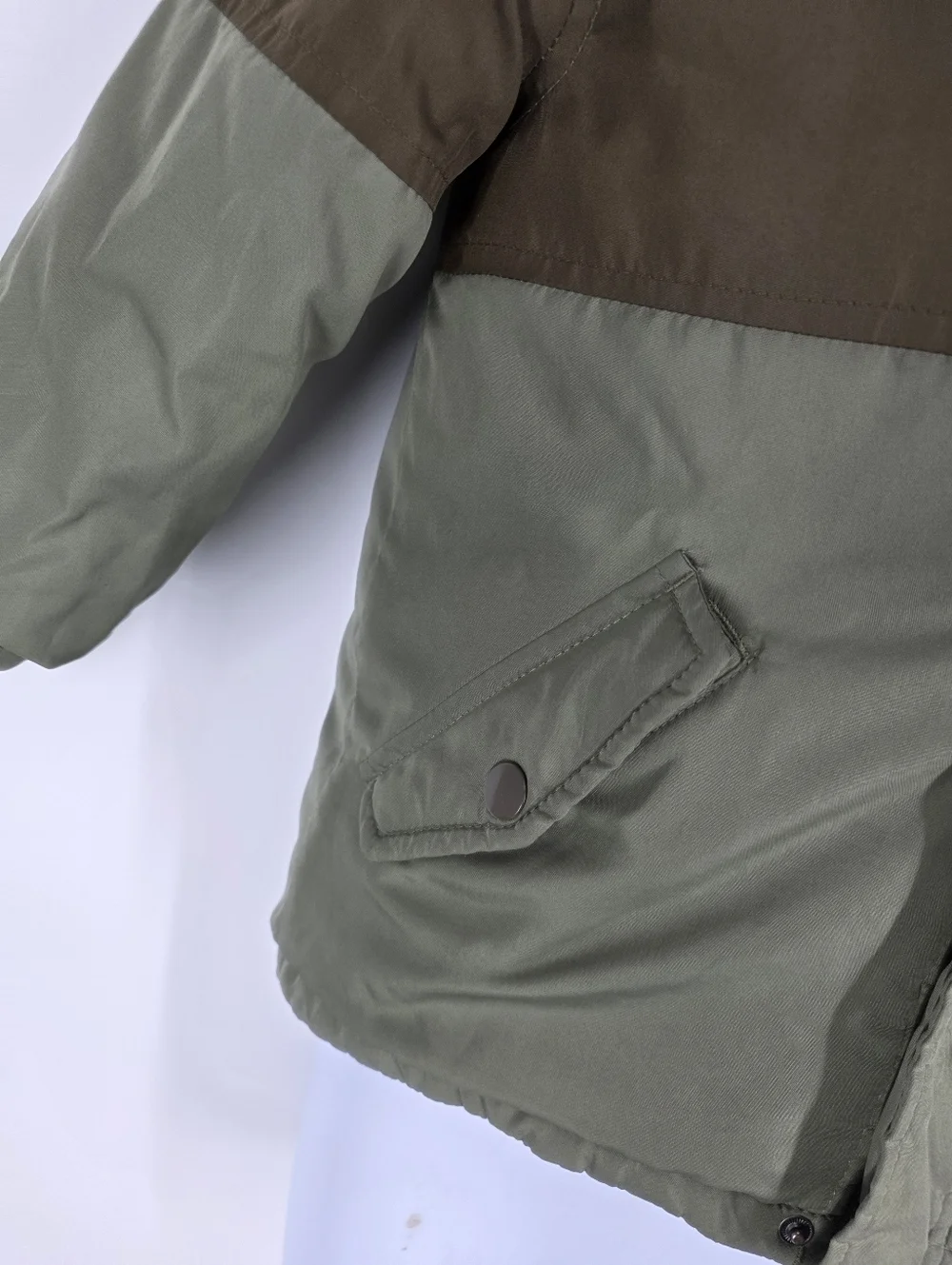 OshKosh B'gosh Toddler Boy 4T Colorblock Winter Jacket Sherpa Lined Olive Brown